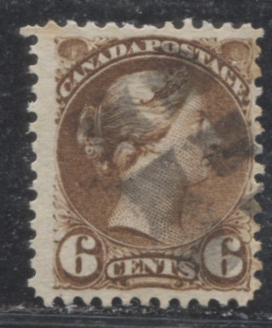 Lot 189 Canada # 39 6c Deep Yellow Brown Queen Victoria, 1870-1897 Small Queen Issue, A Fine Used Example, Perf. 11.9 x 12 Montreal Printing on Stout Horizontal Wove