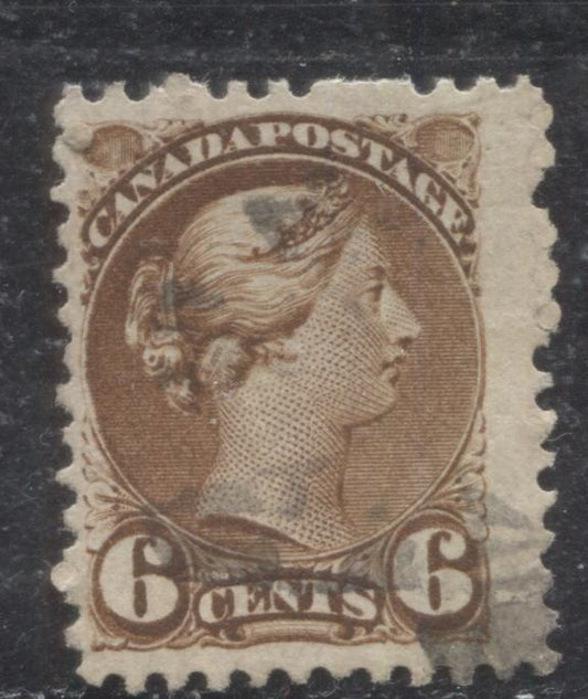Lot 190 Canada # 39b 6c Brown Queen Victoria, 1870-1897 Small Queen Issue, A Fine Used Example, Perf. 11.75 x 12.1 Montreal Printing on Vertical Wove