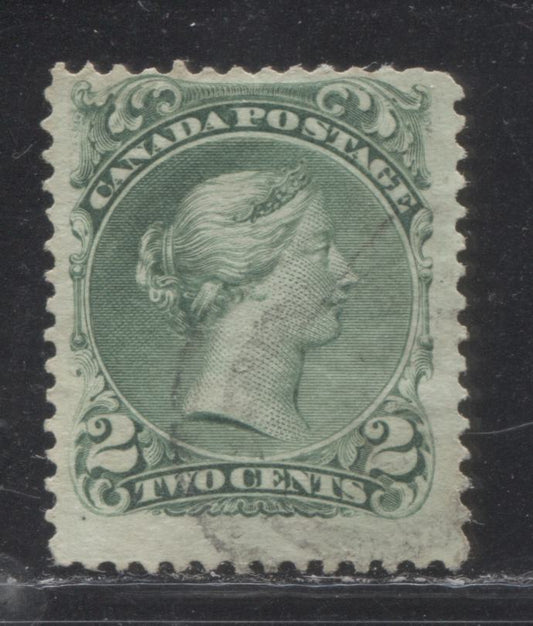 Lot 19 Canada #24b 2c Emerald Green (Deep Green) Queen Victoria, 1868-1897 Large Queen Issue, A Fine Used Single On Duckworth Paper #2, Perf 12