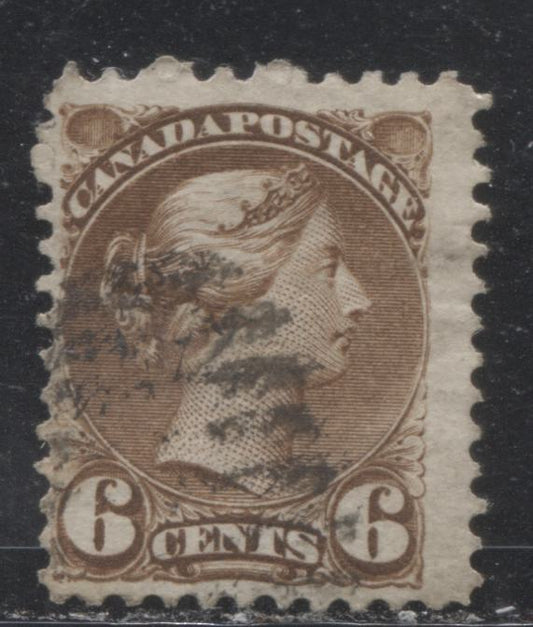 Lot 192 Canada # 39b 6c Deep Brown Queen Victoria, 1870-1897 Small Queen Issue, A Fine Used Example, Perf. 11.7 x 12.2 Montreal Printing on Thin Horizontal Wove