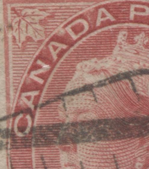 Lot 192 Canada #88 2c on 3c Deep Carmine Rose Queen Victoria, 1899 Provisional Issue, Three VF CDS Used Examples, Each With Different Unlisted Plate Marking or Flaw