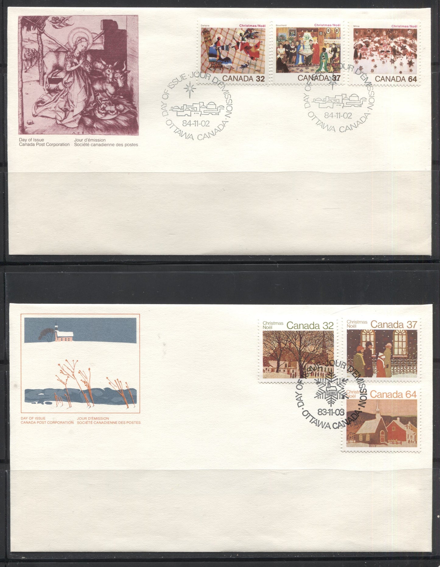 Lot 194 Canada #741/1069 1977-1985 Christmas, A Complete Set of Canada Post Official Combination FDC's, Plus Extra NR Covers Cachet for 1978 Issue