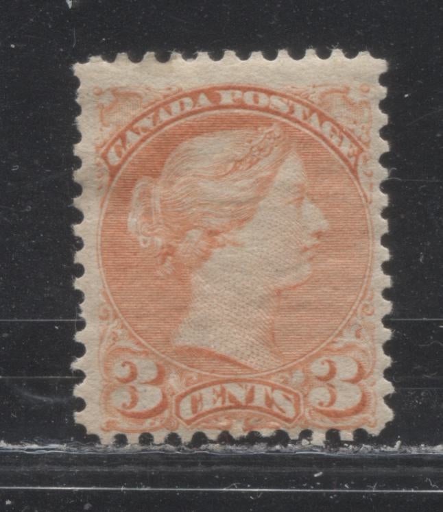 Lot 198 Canada # 41 3c Orange Vermilion Queen Victoria, 1870-1897 Small Queen Issue, A VGOG Example, Perf. 12.1 x 12.1 Second Ottawa Printing on Horizontal Newsprint-Like Paper