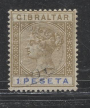 Lot 199 Morocco Agencies - Gibraltar Used in Mogador #Z90 1p Bistre & Ultramarine Queen Victoria, 1889-1896 Spanish Currency Keyplate Issue, A Fine Used Example, Crown CA Watermark, With Light Mogador Oval Registered Cancel