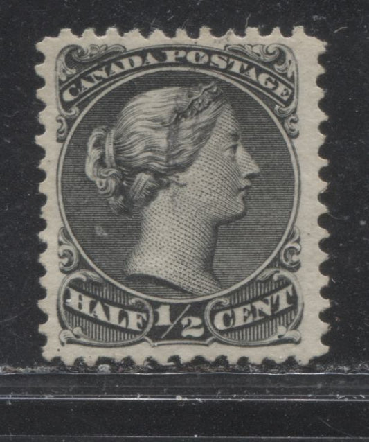 Lot 2 Canada #21 1/2c Black Queen Victoria, 1868-1897 Large Queen Issue, A Very Fine Used Single On Duckworth Paper #10, Perf 12.1