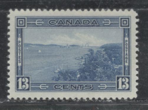 Lot 202 Canada #242 13c Steel Blue Halifax Harbour 1937-1942 Mufti Issue, A VFLH Example, Cream Gum With a Semi-Gloss Sheen, Vertical Wove With No Clear Mesh