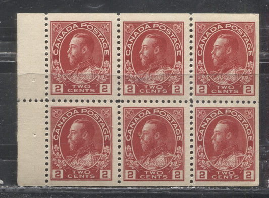 Lot 203 Canada #106a 2c Deep Carmine Red King George V, 1911-1927 Admiral Issue, A Fine NH Booklet Pane of 6 On Vertical Wove Paper