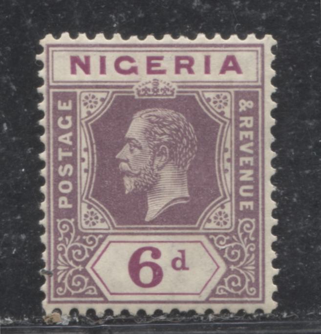 Lot 204 Nigeria SG# 7 6d Pale Purple & Bright Purple King George V, 1914-1921 Multiple Crown CA Imperium Keyplate Issue, A VFOG Example, On Unlisted Thick Paper