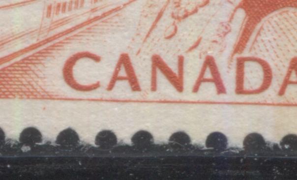 Lot 205 Canada #459bpvar 6c Red Orange Transportation, 1967-1973 Centennial Definitive Issue, A VFNH Irregular Top Sheet Block of 5, Winnipeg Tagged, On DF Paper, Perf. 12.5 x 12, Showing "Speck in Margin Below & Left of C" on LR Stamp