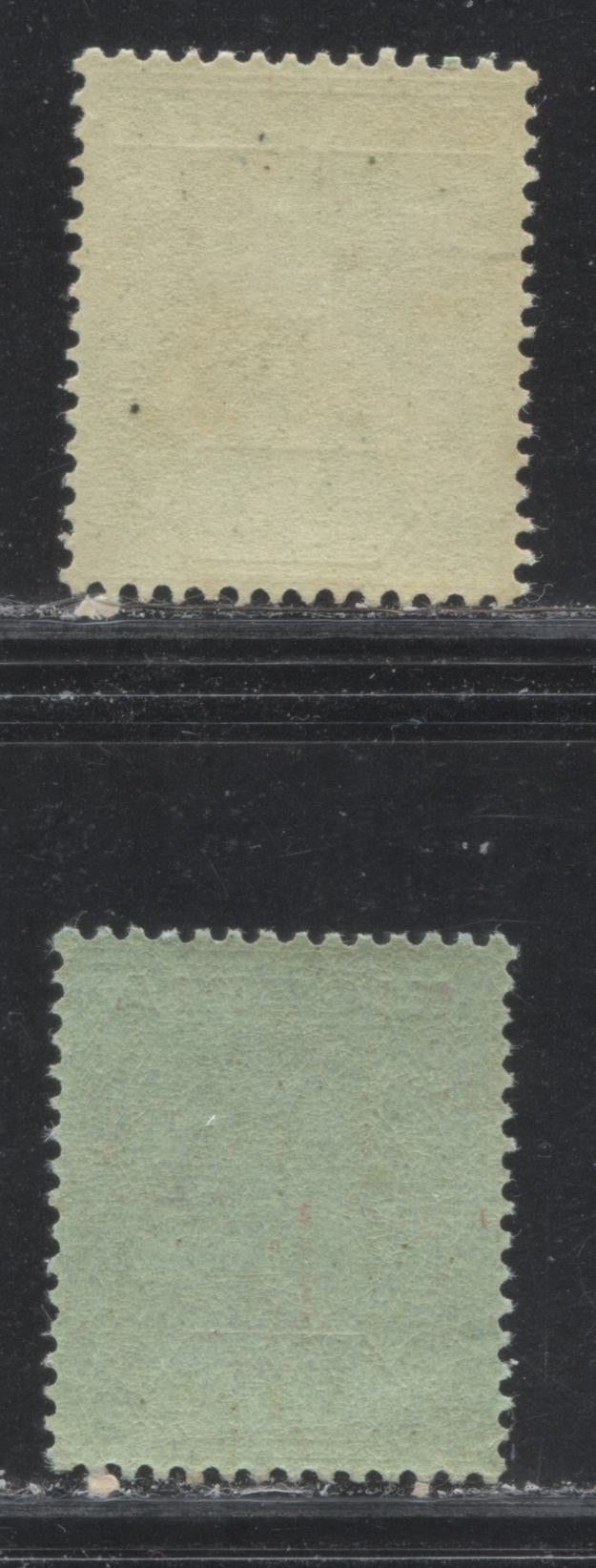 Lot 210 Nigeria SG# 8e, 8f 1/- Grey & Black on Emerald Paper With Emerald & Pale Olive Backs King George V, 1914-1921 Multiple Crown CA Imperium Keyplate Issue, Two VFNH Examples