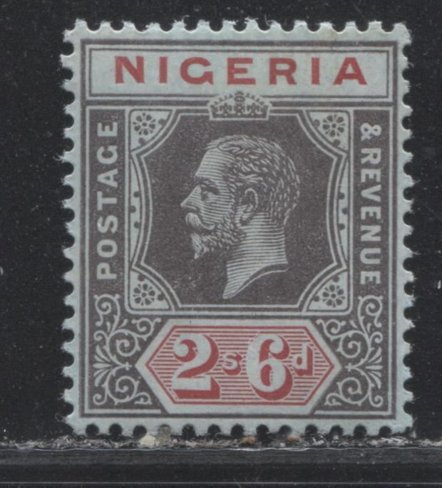 Lot 211 Nigeria SG# 9 2/6d Grey Black & Carmine on Blue Paper King George V, 1914-1921 Multiple Crown CA Imperium Keyplate Issue, A VFOG Example