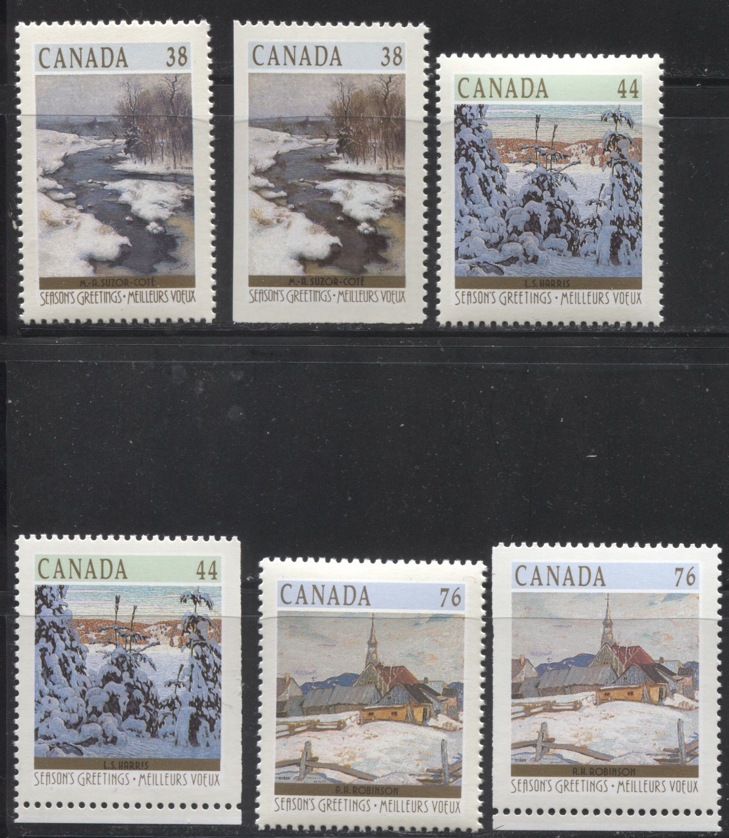 Lot 212 Canada #1256-1259 1989 Christmas Issue -  VFNH Complete Sets, Including the Booklet Stamps