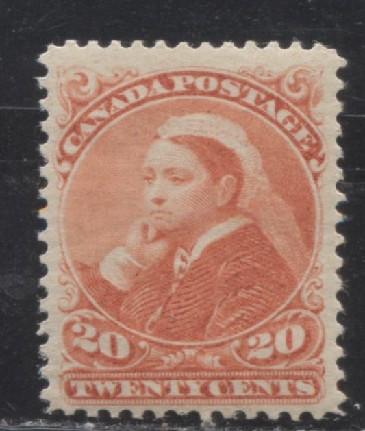 Lot 213 Canada # 46 20c Vermilion Queen Victoria, 1870-1897 Small Queen Issue, A VFOG Example, Perf. 12 x 12.2 Second Ottawa Printing on Soft Horizontal Wove
