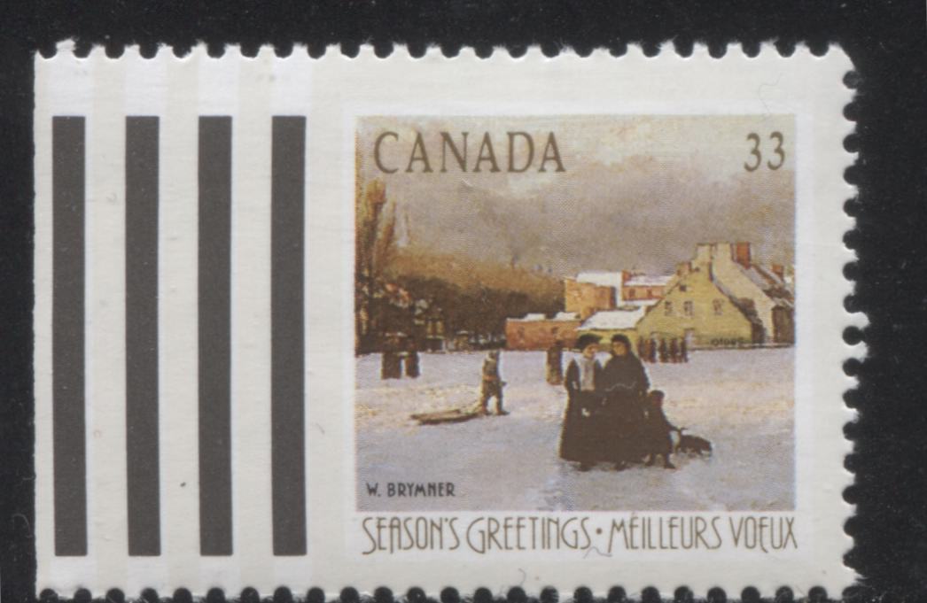 Lot 214 Canada #1259ii 1989 Christmas Issue a VFNH Example of the 33c Greet More Booklet Stamp on the Scarce HF Paper