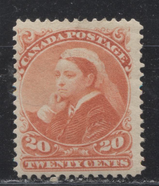 Lot 214 Canada # 46 20c Vermilion Queen Victoria, 1870-1897 Small Queen Issue, A Fine OG Example, Perf. 12.1 x 12.2 Second Ottawa Printing on Soft Horizontal Wove