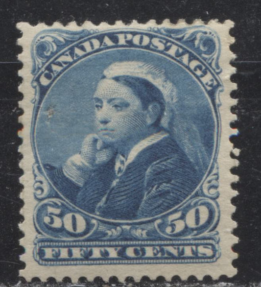 Lot 215 Canada # 47 50c Deep Blue Queen Victoria, 1870-1897 Small Queen Issue, A Fine OG Example, Perf. 12.1 Second Ottawa Printing on Soft Horizontal Wove
