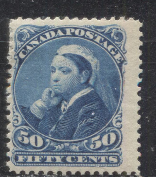 Lot 217 Canada # 47 50c Deep Blue Queen Victoria, 1870-1897 Small Queen Issue, A Fine OG Example, Perf. 12 x 12.1 Second Ottawa Printing on Thin Soft Horizontal Wove