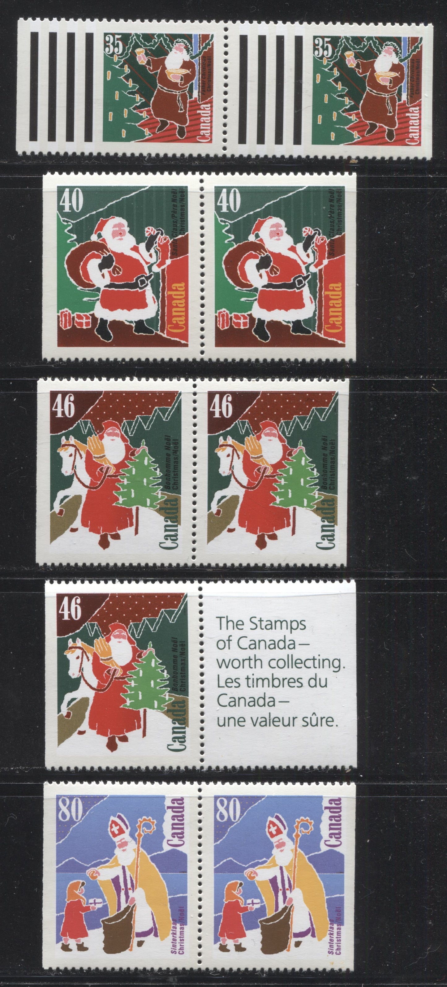 Lot 218 Canada #1339as-1342 1991 Christmas Issue -  VFNH Booklet Pairs