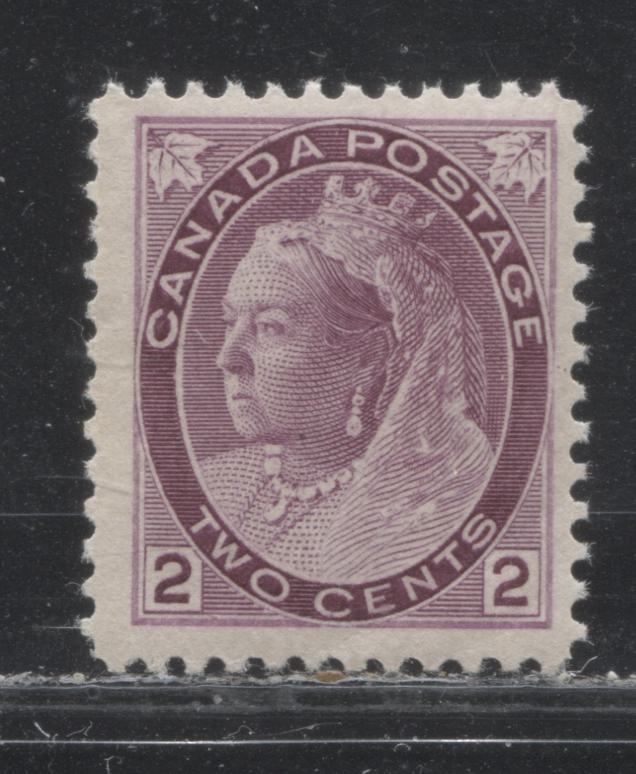 Lot 225 Canada # 76ii 2c Reddish Purple Queen Victoria, 1898-1902 Numeral Issue, A VGNH  Example, Vertical Wove Paper