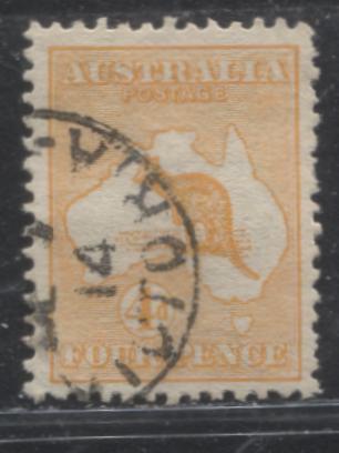 Lot 229 Australia SG#6 4d Orange Kangaroo & Map, 1913-1915  First Watermark Kangaroo Issue, A VF Used Example
