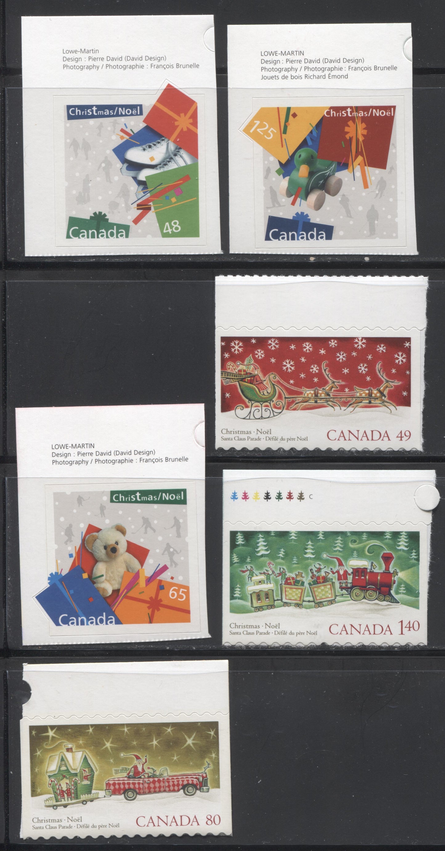 Lot 233 Canada #2004/2071 2003-2004 Christmas Issues, VFNH Complete Sets of the Booklet Stamps