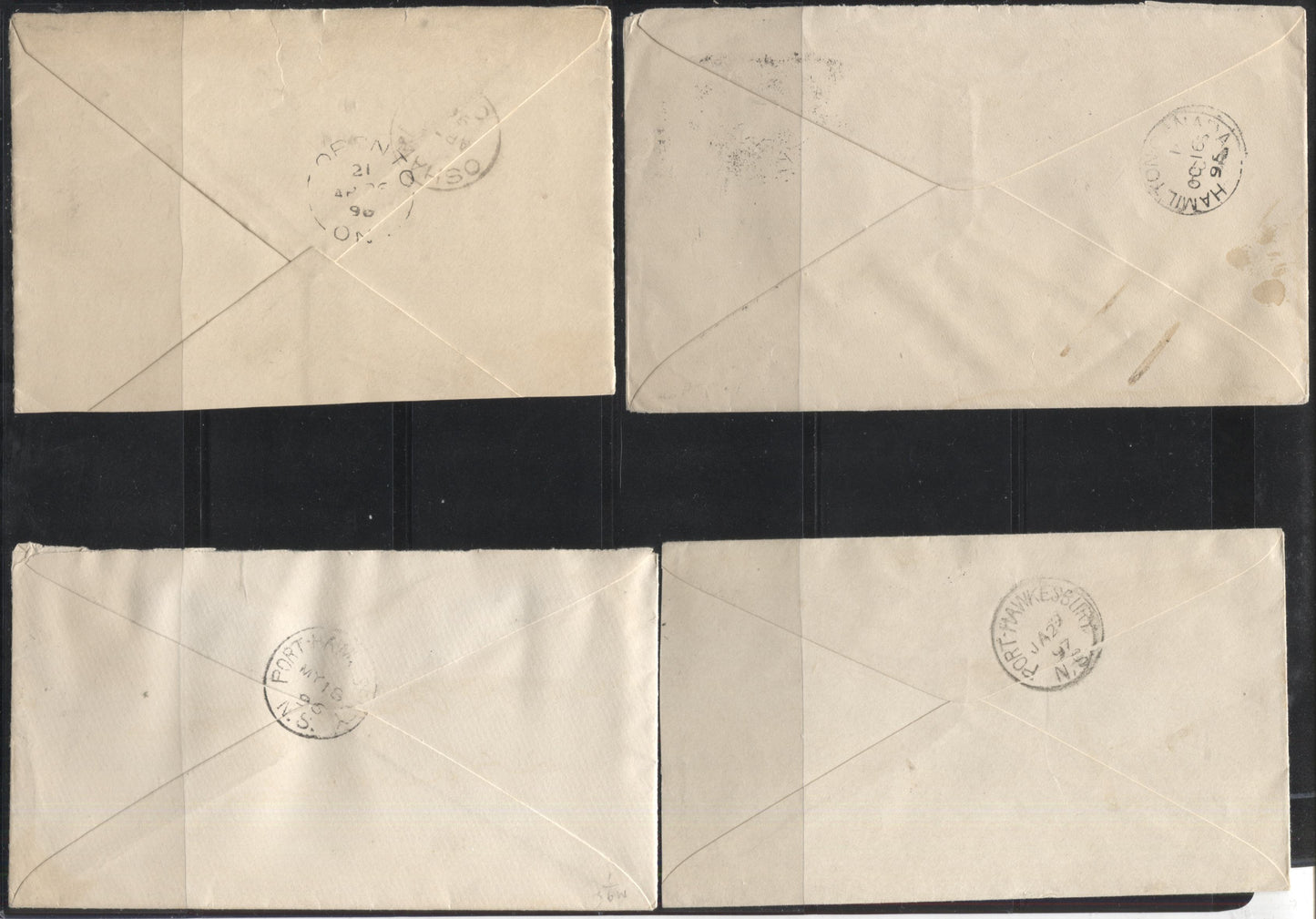 Lot 233 Canada #41 3c  Queen Victoria, 1870-1897 Small Queen Issue, Four Fine and VF Single Franking Covers, All Franked With Second Ottawa Printings