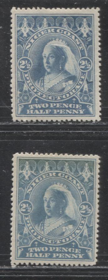 Lot 235 Niger Coast Protectorate #54-54a 2.5d Blue & Pale Blue Queen Victoria, 1894 Unwatermarked Waterlow Issue, Two VF OG Examples, Perf. 14.5-15