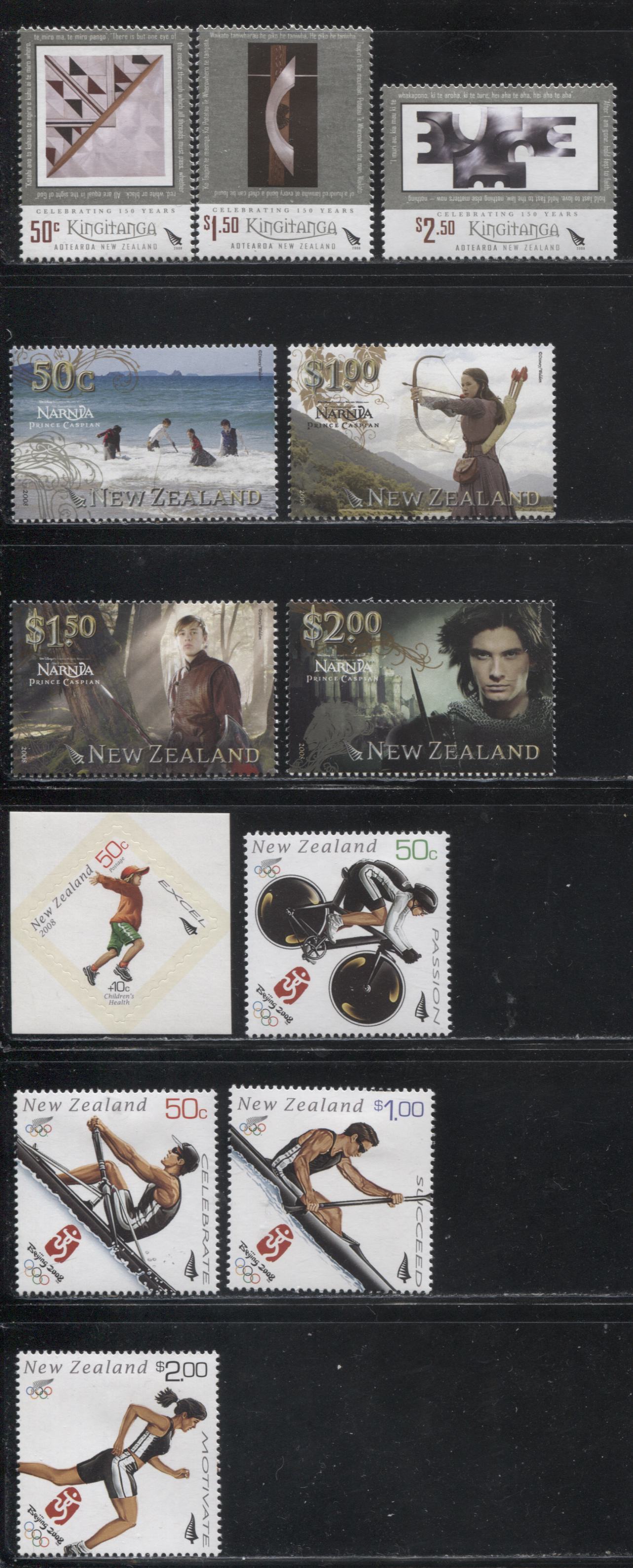 Lot 165 New Zealand SG#3038/3059 2008 Commemoratives, 3 VFOG Complete Sets, Estimated Scott Cat., based on the face values is $20