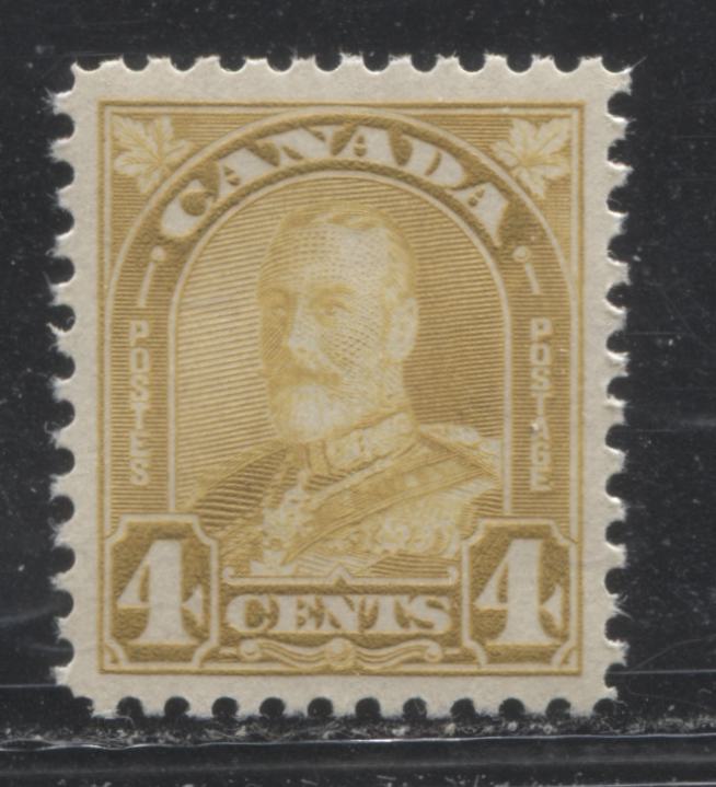 Lot 242 Canada # 168 4c Deep Bistre Yellow King George V, 1930-1935 Arch Issue, A VFNH Example, Deep Cream Gum With a Semi-Gloss Sheen