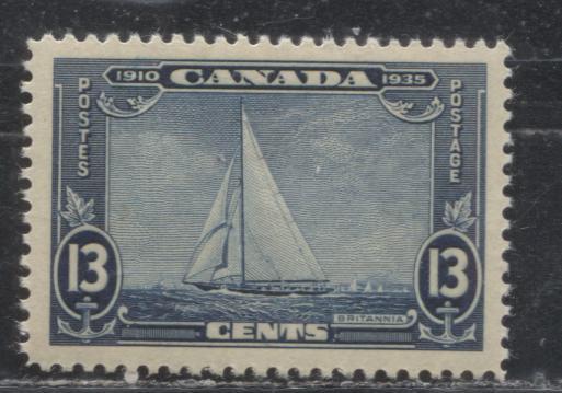 Lot 244 Canada #216 13c Deep Blue Royal Yacht Britannia 1935 Silver Jubilee Issue, A VFOG Example, Streaky Brownish Yellow Gum With a Semi-Gloss Sheen, Vertical Wove Paper With Vertical Mesh