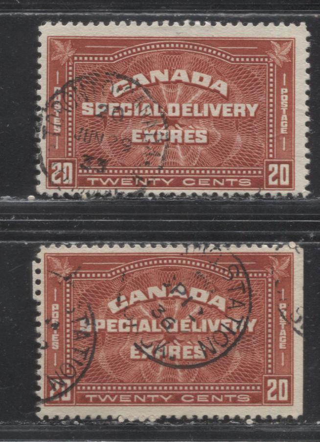 Lot 244 Canada #E4 20c Deep Vermilion Engine Turning, 1930-1935 Arch Issue, Fine CDS Used Examples