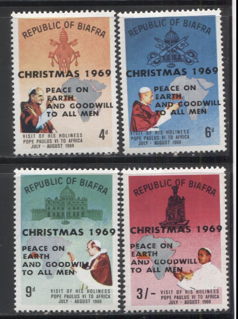 Lot 248 Nigeria - Biafra, A VFNH Set of the 1969 Christmas Overprints on Pope Paul VI Visit Issue