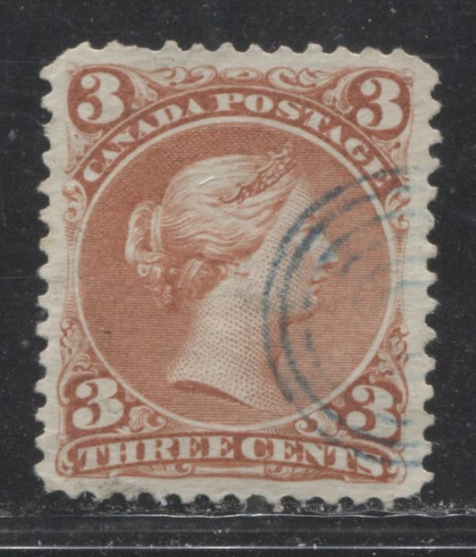 Lot 25 Canada #25 3c Red Queen Victoria, 1868-1897 Large Queen Issue, A Very Fine Appearing But Very Good Used Single On Duckworth Paper #9b