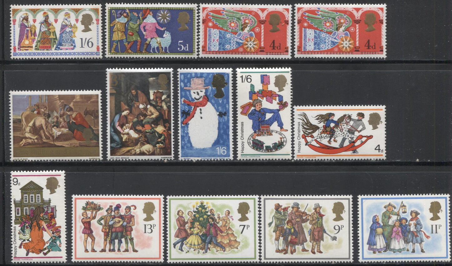 Lot 251 Great Britain 1966 to 1978 Christmas Issues, A Small Selection of 5 Mostly Complete VFNH Sets