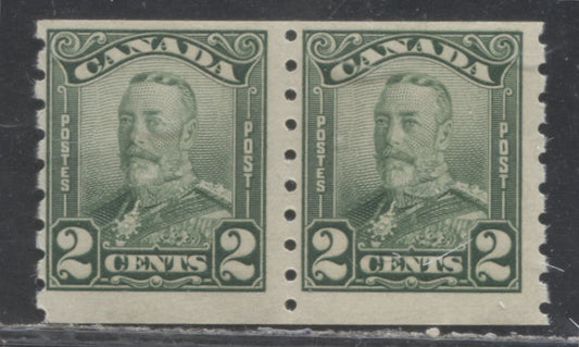 Lot 258 Canada #161 2c Green King George V, 1929 Scroll Coil Issue, A Fine OG Pair