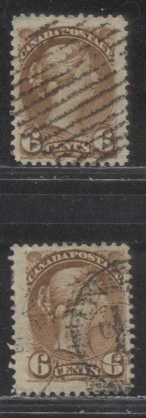 Lot 262 Canada #39 6c Yellow Brown Queen Victoria, 1870-1897 Small Queen Issue, Two VG & Fine Used Examples Montreal, Various Perfs, Various Papers, Each a Different Printing