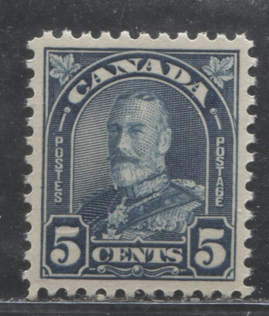 Lot 266 Canada #170 5c Prussian Blue (Dull Blue) King George V, 1930-1931 Arch/Leaf Issue, A VFNH Single With Cream Gum