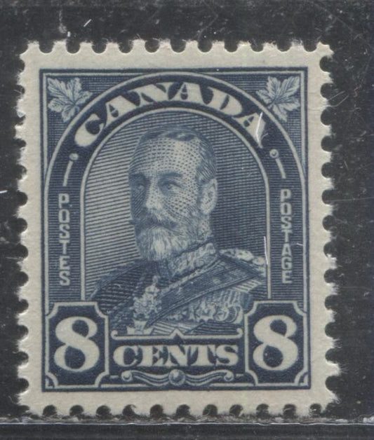 Lot 267 Canada #171 8c Dark Blue  King George V, 1930-1931 Arch/Leaf Issue, A VFOG Single With Cream Gum