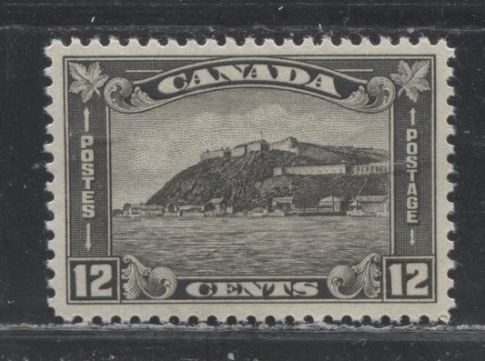 Lot 269 Canada #174 12c Gray Black Quebec Citadel, 1930-1931 Arch/Leaf Issue, A VFNH Single With Mottled Brown Gum