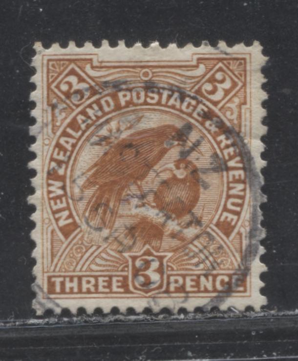 Lot 273 New Zealand SG#378 3d Orange Brown Hula, 1907-1908 Reduced Design Waterlow Pictorial Definitives, A VF Used Example, Single Watermark, Cowan Paper, Perf. 14 x 13.5