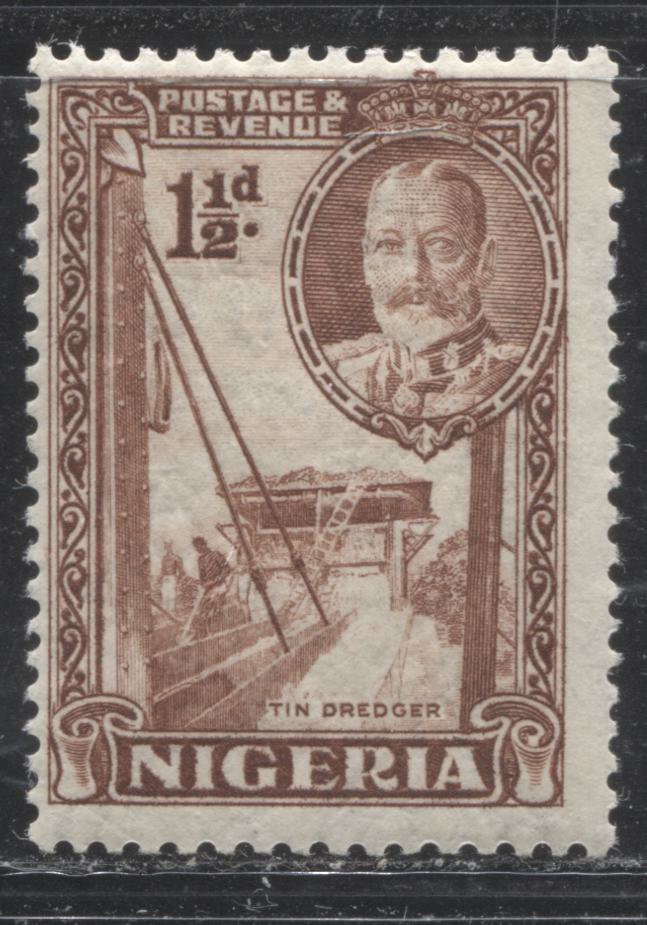 Lot 276 Nigeria SG# 36a 1.5d Reddish Brown Tin Dredger, 1936 Pictorial Issue, A Fine NH Example, Of the Scarce Perf. 12.5 x 13.5
