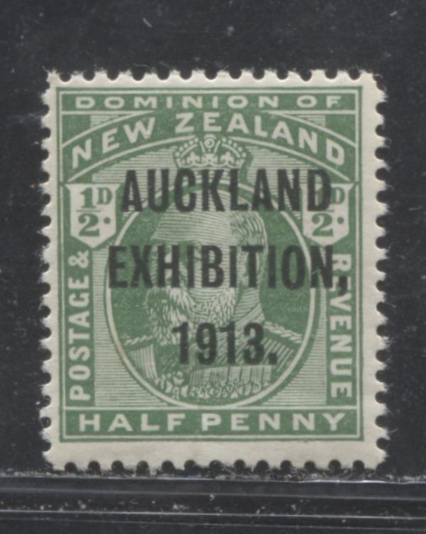 Lot 277 New Zealand SG#412 1/2d Green King Edward VII, 1913 Auckland Exhibiton Overprint Issue, A Fine OG Example, Single Watermark, De La Rue Paper