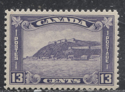 Lot 296 Canada #201 13c Slate Violet (Dull Violet) Quebec Citadel, 1932 Medallion Issue, A VFLH Single With Yellowish Semi Glossy Cream Gum