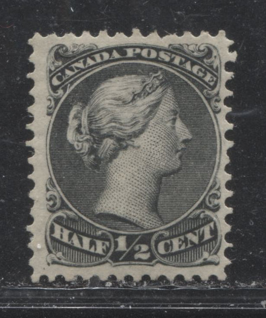 Lot 3 Canada #21 1/2c Black Queen Victoria, 1868-1897 Large Queen Issue, A Fine Used Single On SQ Paper With Vertical Mesh, Perf 12.1