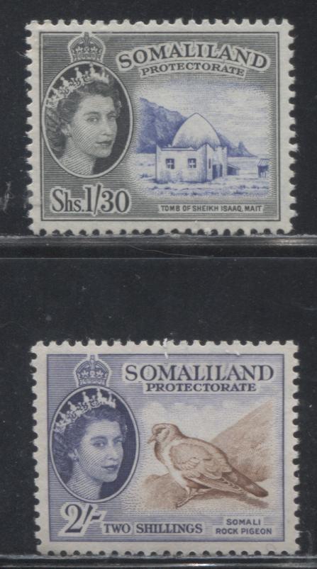 Lot 312 Somaliland Protectorate SG#145-146 1/30 - 2/- 1953-1958 De La Rue Pictorial Definitive Issue, VFNH Examples on DF Paper