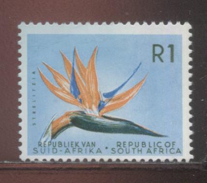 Lot 468 South Africa SG#236 1R Orange, Deep Green and Pale Blue 1963-1967 Pictorial Definitive Issue, Watermarked Single RSA in Triangle on Chalky Paper, A Fine NH Example on HF Paper With Horizontal Mesh