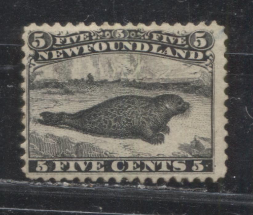 Lot 32 Newfoundland #26 5c Black Harp Seal, 1868-1894 First Cents Issue, A Fine Regummed Single
