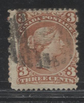 Lot 33 Canada #25 3c Deep Red Queen Victoria, 1868-1897 Large Queen Issue, A VG Used Example Ottawa , 12.1 x 12, Duckworth Paper 4