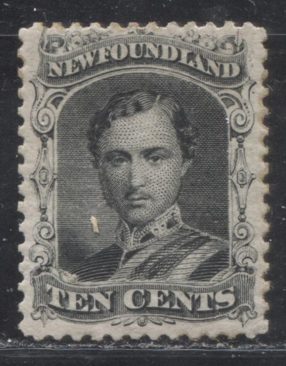 Lot 33 Newfoundland #27 10c Black Prince Albert, 1868-1894 First Cents Issue, A VFOG Single