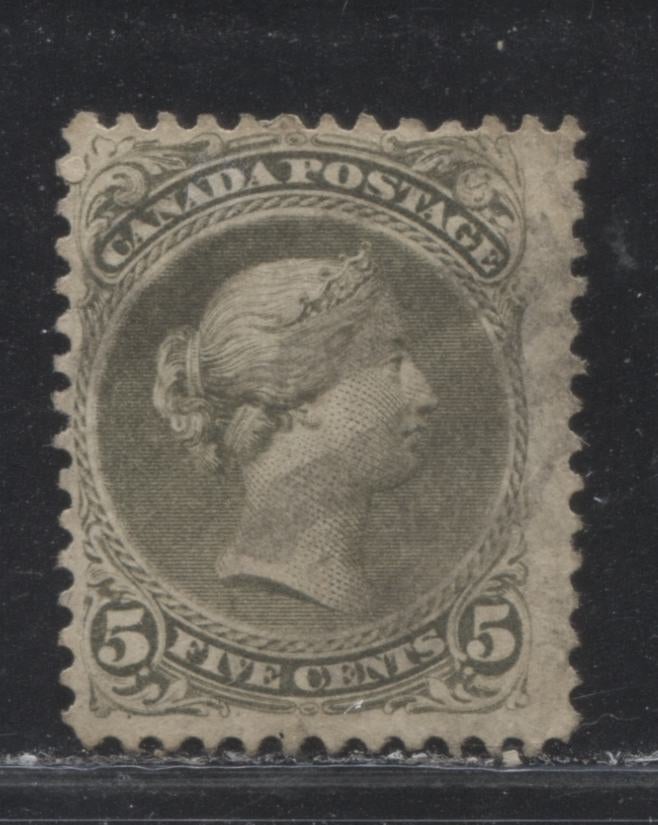 Lot 33 Canada #26iv 5c Olive Green Queen Victoria, 1868-1897 Large Queen Issue, A Fine Used Single, Perf 11.75 x 12